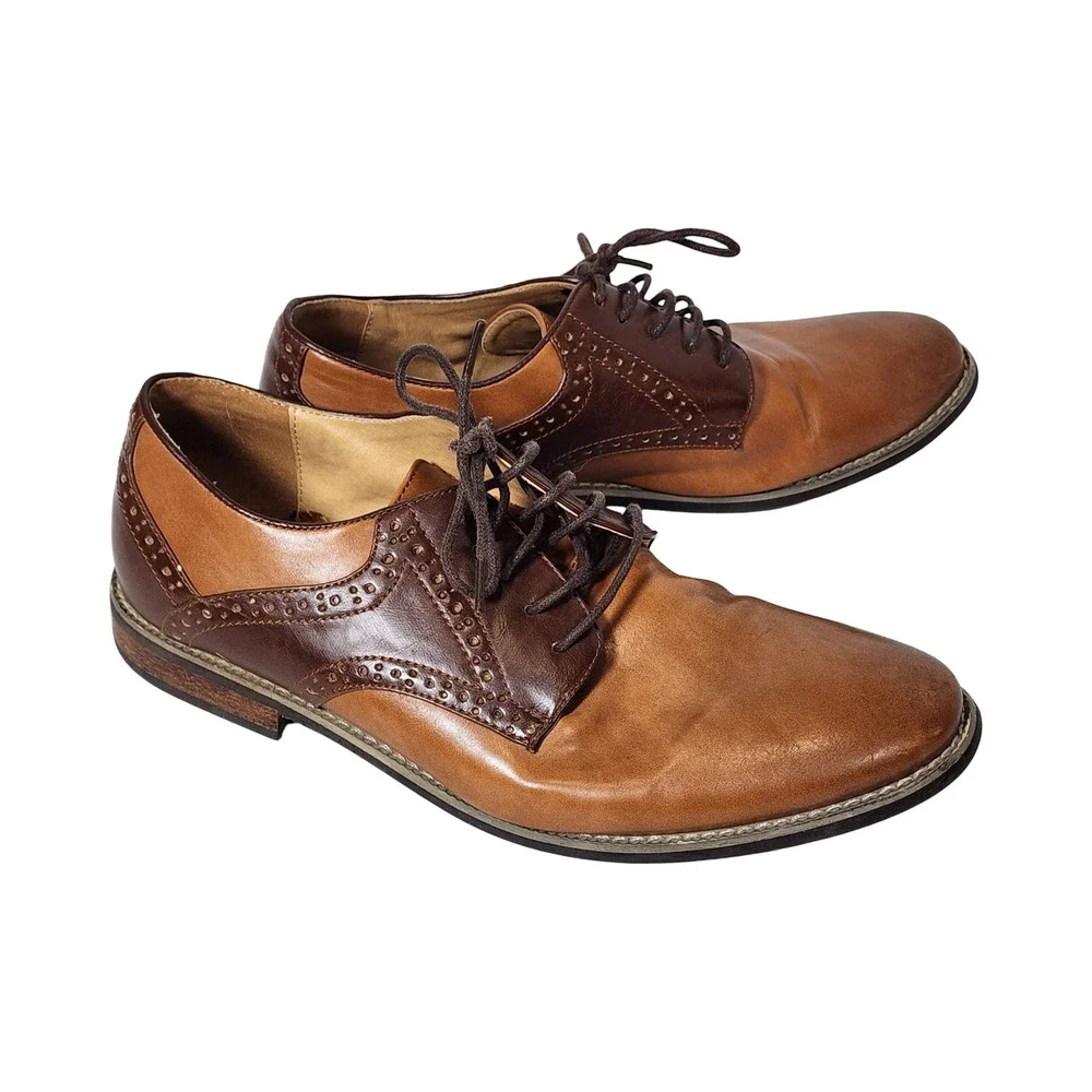 Drexlite Hunter Mens Brown Two Tone Wingtip Brogue Oxford Dress Shoes Size 10M